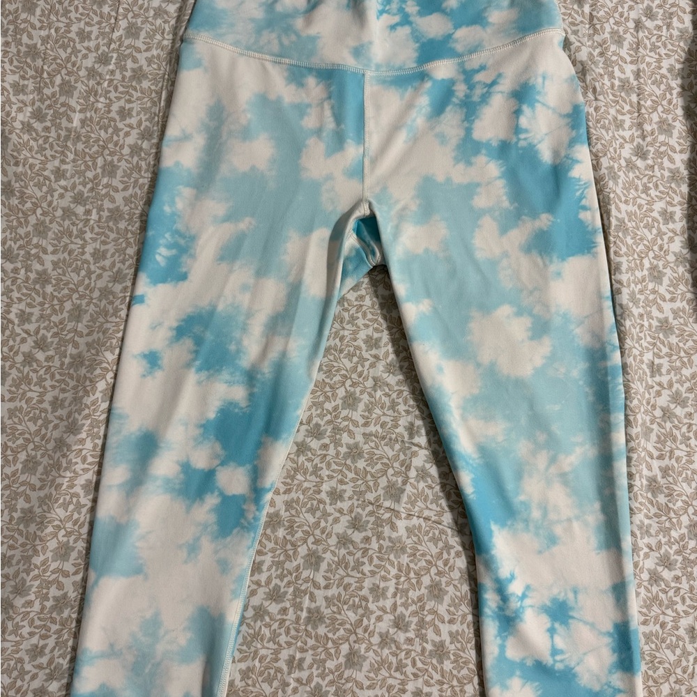 Fabletics Blue and White Tie-Dye Leggings